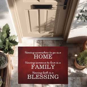 Motivational Typography Family Quote Doormat