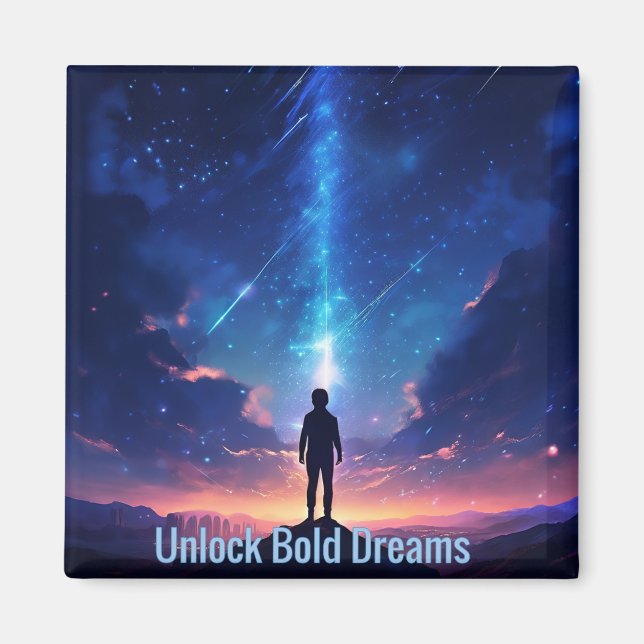 Motivational Unlock Bold Dreams Positivity Magnet (Front)