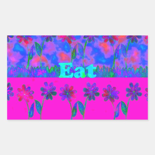 Motivational Vibrant "Eat Love & Play" Art Print Rectangular Sticker (Front)