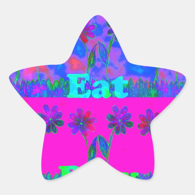 Motivational Vibrant "Eat Love & Play" Art Print Star Sticker (Front)