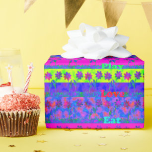 Motivational Vibrant "Eat Love & Play" Art Print Wrapping Paper