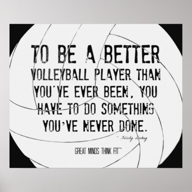 Motivational Volleyball Print 007 Black and White (Front)