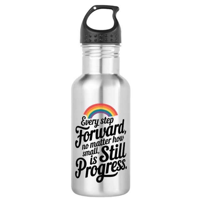 "Motivational Water Bottle – Every Step Forward" (Front)