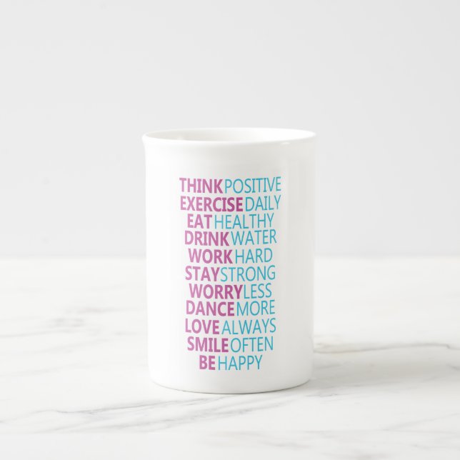 Motivational water tracker bone china mug (Front)