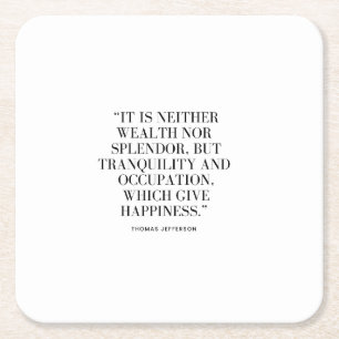 Motivational Wealth and Happiness Quote  Square Paper Coaster
