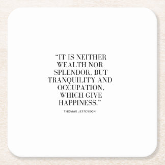 Motivational Wealth and Happiness Quote  Square Paper Coaster
