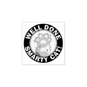 Motivational Well done Smarty Cat Cute Reward Rubber Stamp