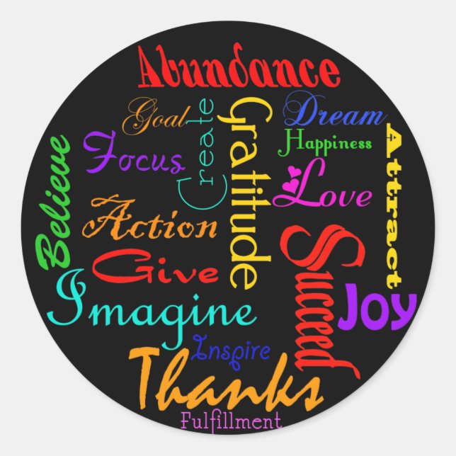 Motivational Word Collage Stickers (Front)