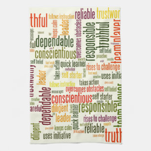 Motivational Words #4 positive values Tea Towel