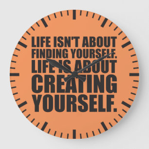 Motivational Words - Create Yourself Large Clock