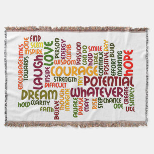 Motivational Words for positive encouragement Throw Blanket