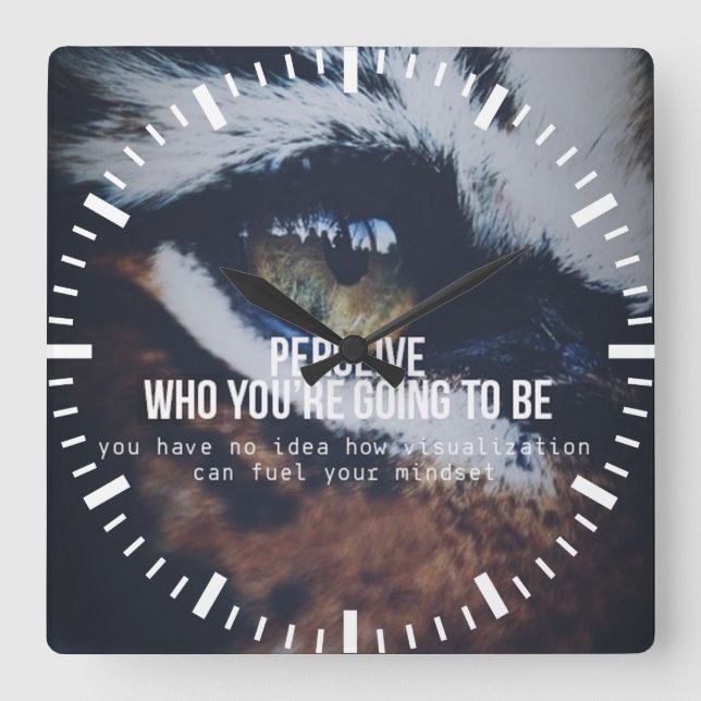 Motivational Words - Perceive and Visualise Square Wall Clock (Front)