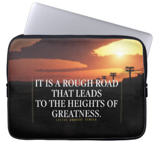 Motivational Words - Rough Road Leads to Greatness Laptop Sleeve