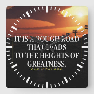 Motivational Words - Rough Road Leads to Greatness Square Wall Clock