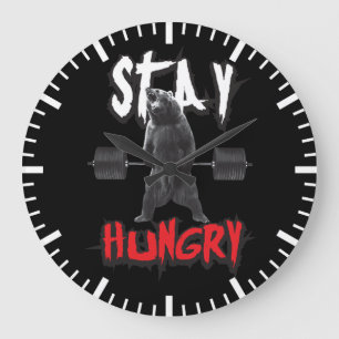 Motivational Words - Stay Hungry Large Clock