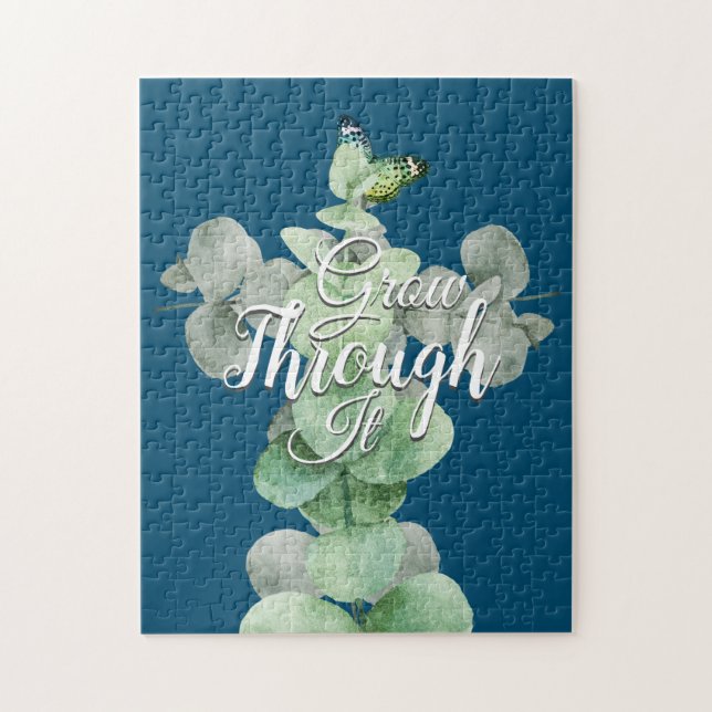 Motivational Words Watercolor Eucalyptus Butterfly Jigsaw Puzzle (Vertical)