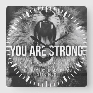 Motivational Words - You Are Strong Square Wall Clock