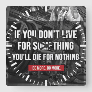 Motivational Workout Words Square Wall Clock