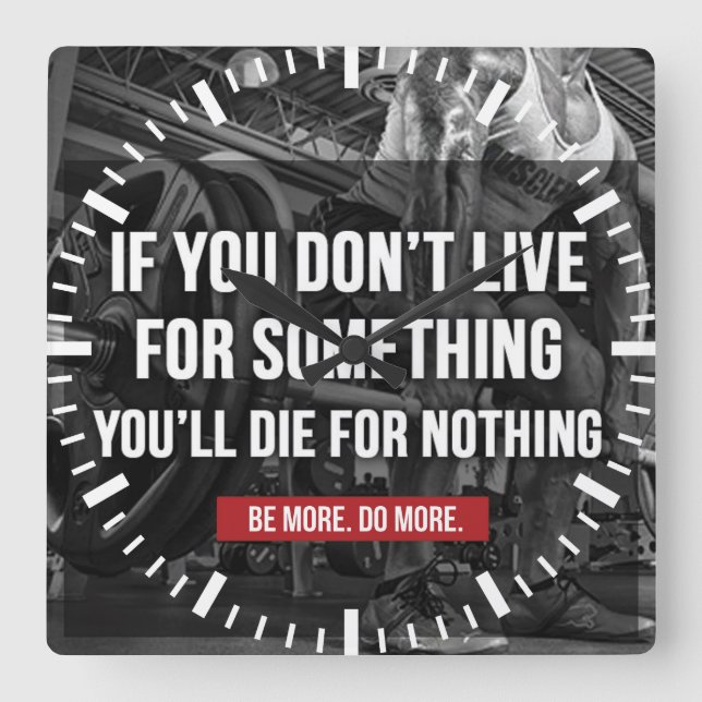 Motivational Workout Words Square Wall Clock (Front)