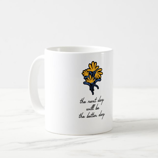 Motivational Yellow Floral Quote Coffee Mug (Front Left)