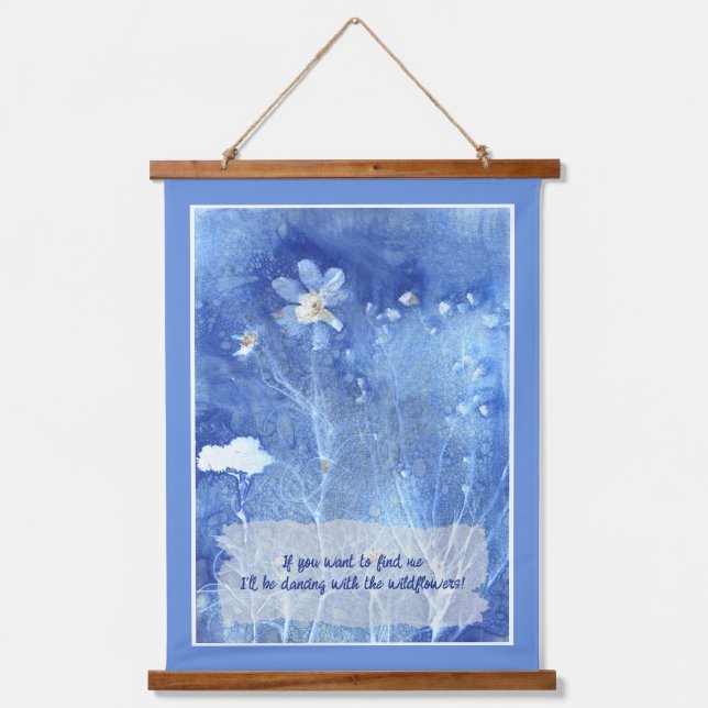 Motivational Zen Quote Watercolor Floral Hanging Tapestry (Front)