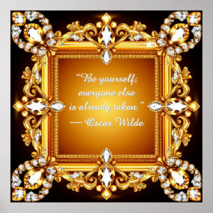 Motivatonal Luxurious Gold Diamond Ornate Frame Poster