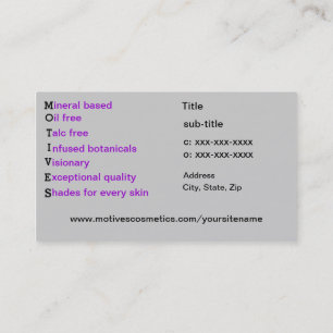 Motives Cosmetics Distributor Business Card