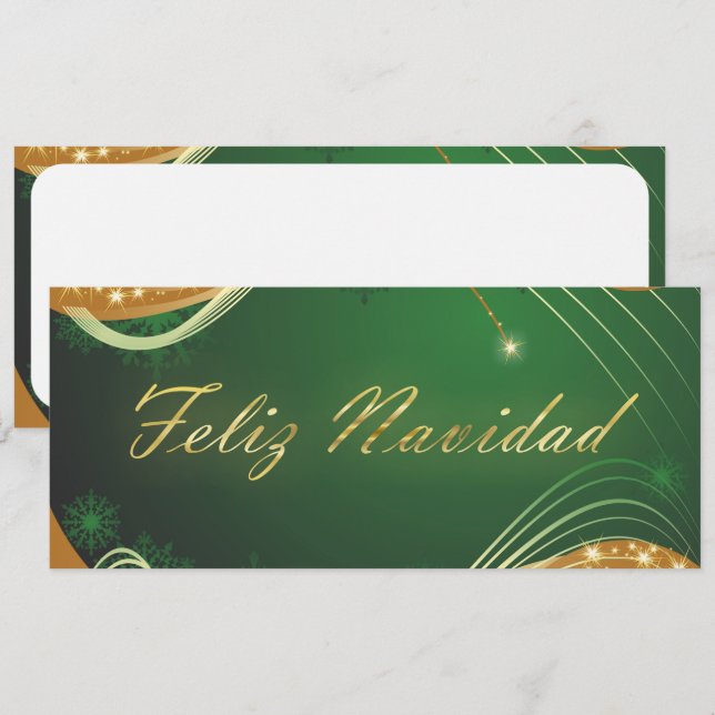 Motivo dorado de Navidad con fondo verde Holiday Card (Front/Back)