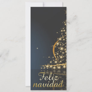Motivo navideño azul con dorado árbol de navidad. holiday card