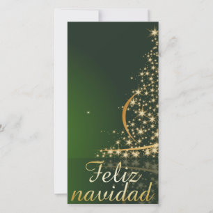 Motivo navideño verde con arbol de navidad. holiday card