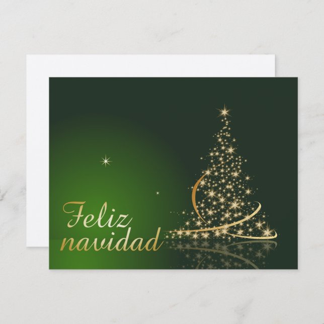 Motivo navideño verde con arbol de navidad. invitation (Front/Back)