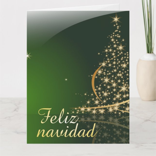 Motivo navideño verde con arbol de navidad. V2.0 Card (Front)