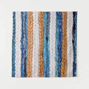Motley Patchwork rug from denim jeans fabric, top Tapestry