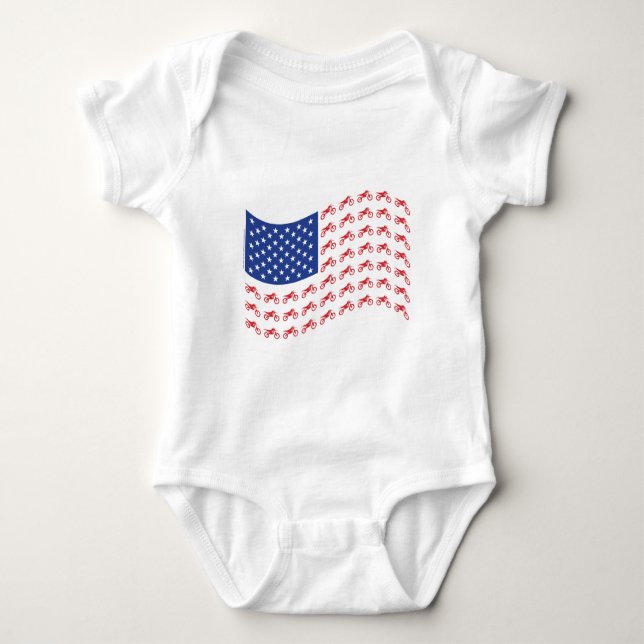 mOTO-cROSS-fLAG-wAVE Baby Bodysuit (Front)