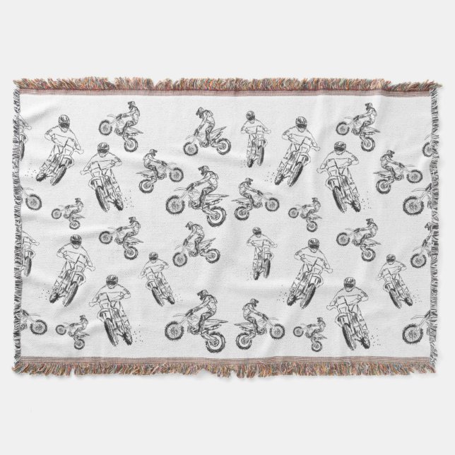 Moto Cross Pattern Throw Blanket (Front)