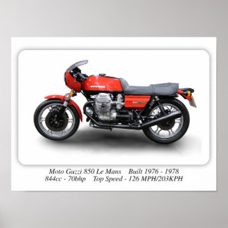 Moto Guzzi 850 Le Mans 1976 Motorcycle - A3 Size Poster