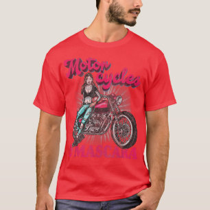 Moto Rider Women Girls Motorcycles And Mascara Bik T-Shirt