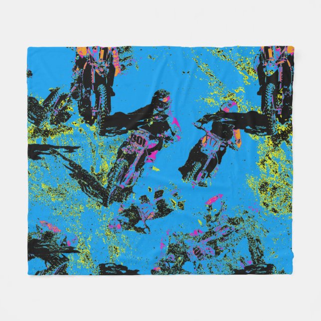 Moto-xing - Motocross Racers Fleece Blanket (Front (Horizontal))