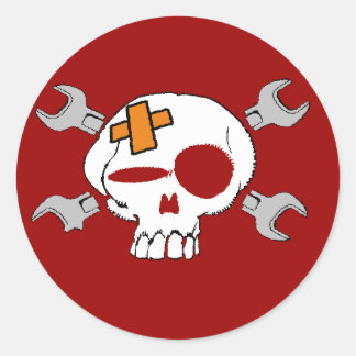 MOTOCLUBM SKULL VINTAGE CLASSIC ROUND STICKER