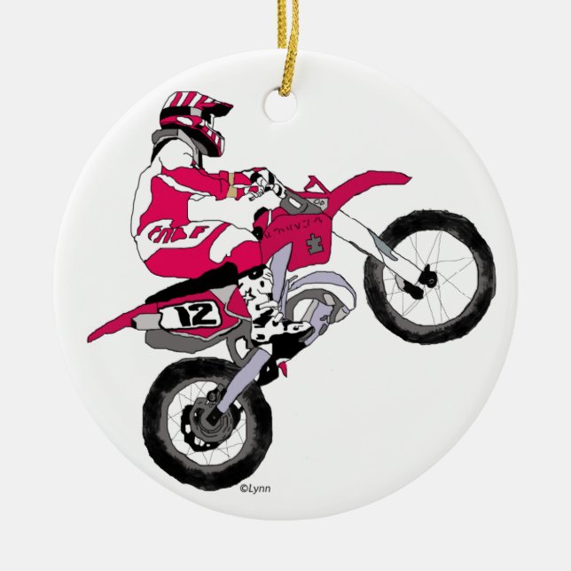 Motocross300 copy ceramic tree decoration (Front)