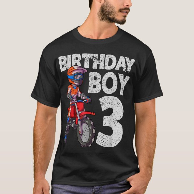 Motocross 3rd Birthday Kids MX 3 Year Old Dirt Bik T-Shirt (Front)