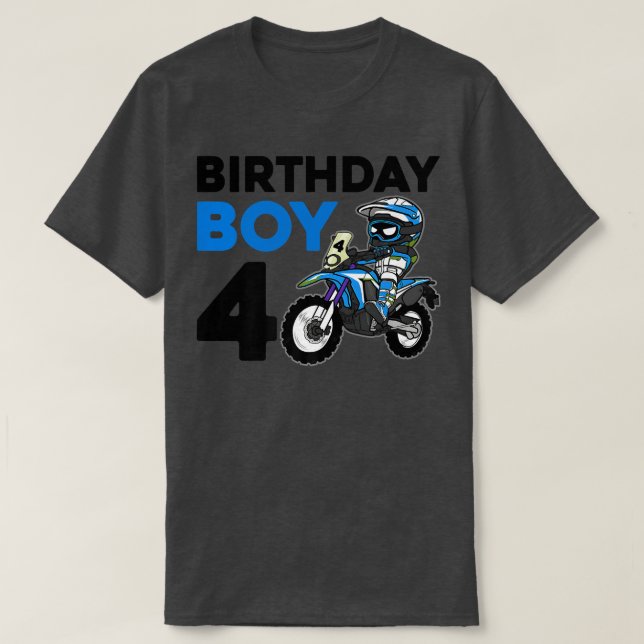 Motocross 4th Gift 4 Year Old Dirt Bike Birthday P T-Shirt (Design Front)