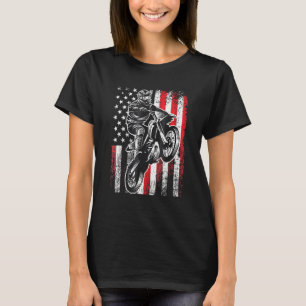Motocross 4th Of July Cool Dirt-Bike American Flag T-Shirt