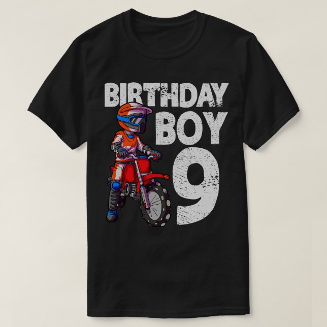 Motocross 9th Birthday Kids MX 9 Year Old Dirt Bik T-Shirt (Design Front)