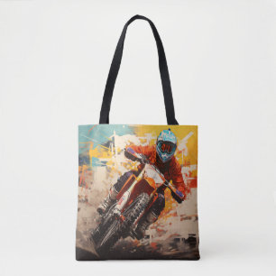 Motocross Action Sport Painting Abstract Art Decor Tote Bag