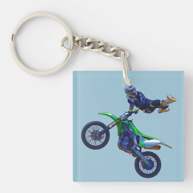 Motocross Aerial Stunt Display Champion Key Ring (Front)