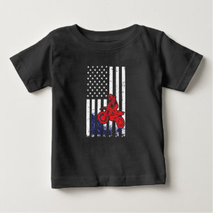 Motocross American Flag Dirt Bike Baby T-Shirt