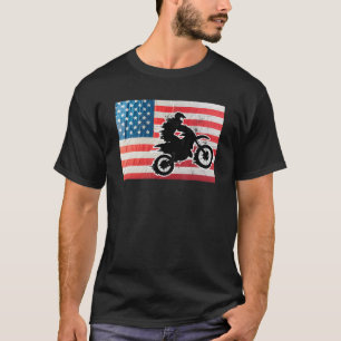 Motocross American Flag Women Bike Dirt Motorcycle T-Shirt