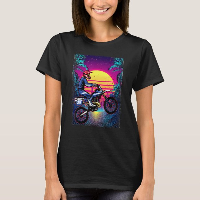 Motocross Bike Retro Dirt Biker Road Motorcycle 90 T-Shirt (Front)