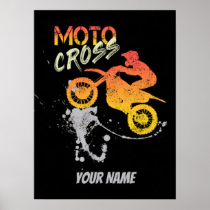 Motocross Biker for Motorbike and Motorcycle vinta Poster